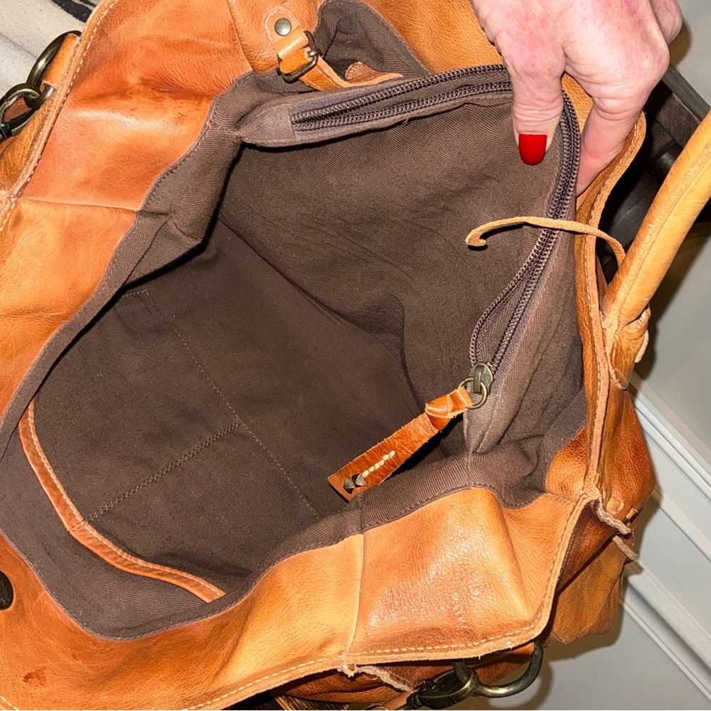 Bed Stu Leather Rockaway Shoulder Bag Crossbody Tote Tan Rustic $345 - Picture 10 of 13